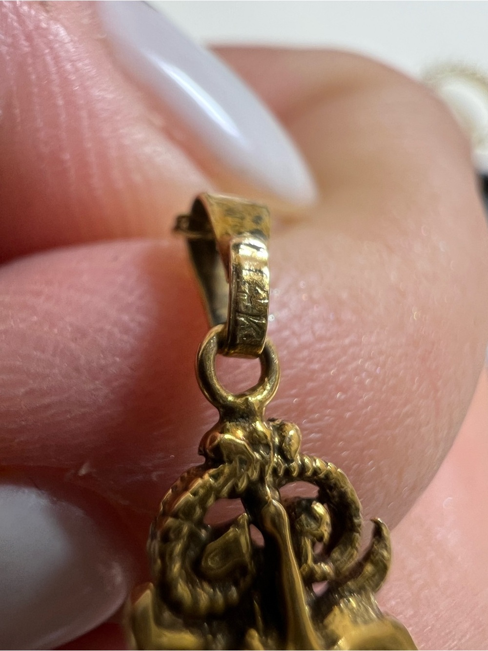 Antique 14K yellow gold with opals pendant necklace - Picture 8 of 15